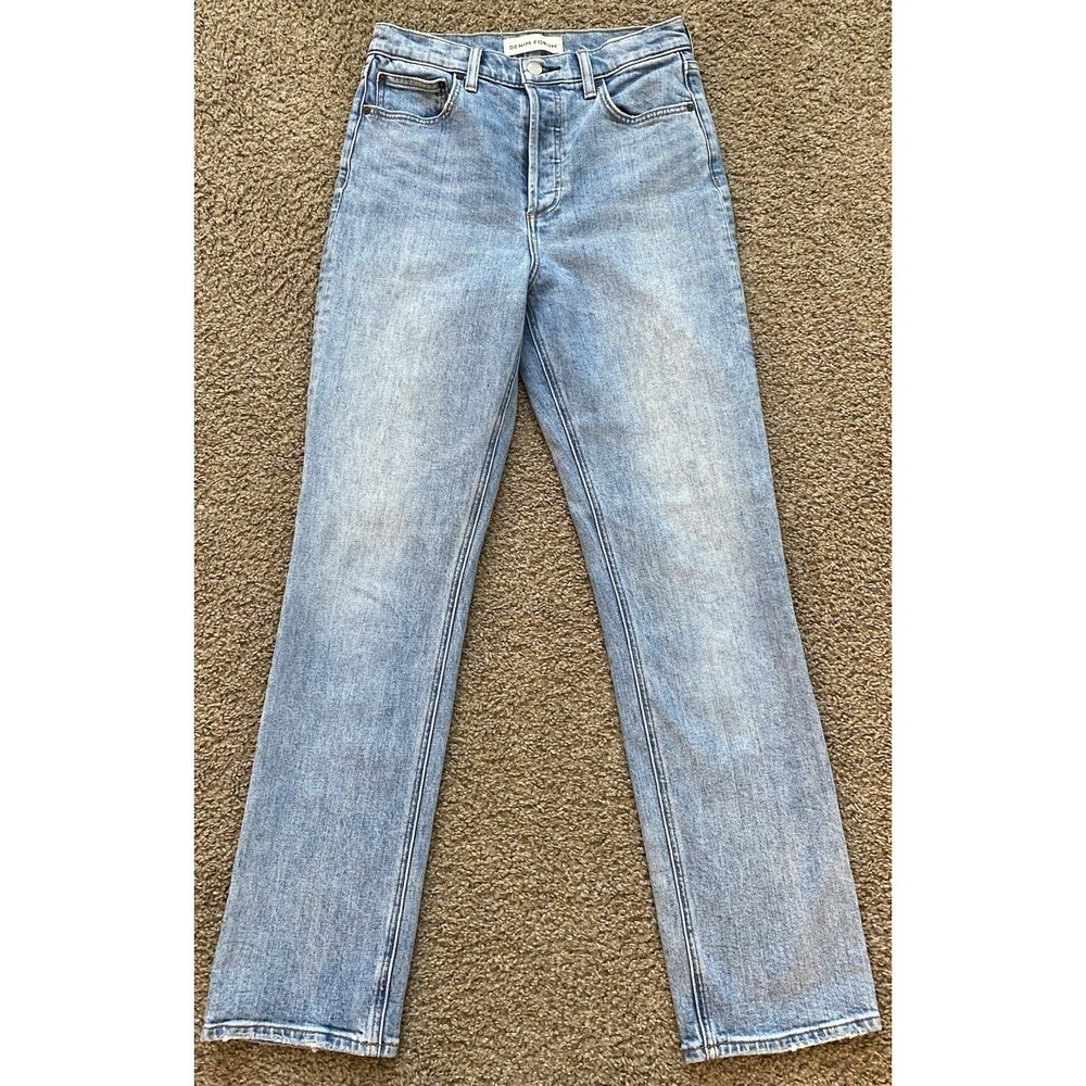 Denim Forum The Arlo High Rise Straight Jeans 30L Women's Size 28 Light Wash EUC